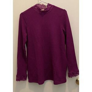 Logo By Lori Goldstein Women's Size XS Long Sleeve Waffle Sweater Pockets NWT